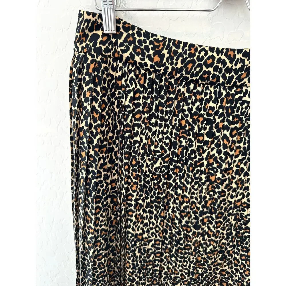 J.CREW | Leopard Print Pleated Midi Skirt Animal Print | Size 12 - Picture 2 of 6